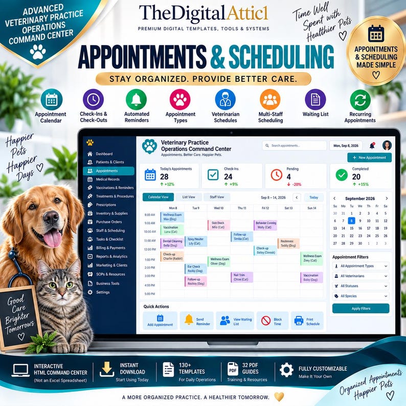 Advanced Veterinary Practice Command Center | Scheduling Inventory Billing KPI Dashboard image 5