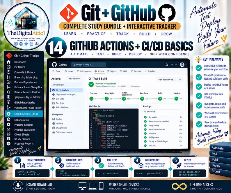 Git + GitHub Cheat Sheets + Interactive Version Control Tracker image 14