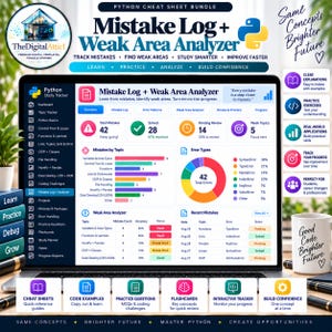 Python Cheat Sheet Bundle + Interactive Coding Practice Tracker imagem 13