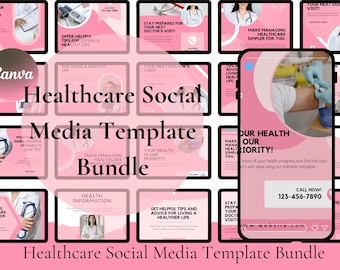 Healthcare Social Media Template Bundle, Pink Medical Instagram Templates, Healthcare Story Templates, Pinterest Pin Templates