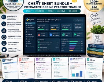 Python Cheat Sheet Bundle + Interactive Coding Practice Tracker