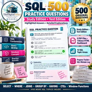 SQL 500 Practice Questions | Study Test PDF + Answer Key