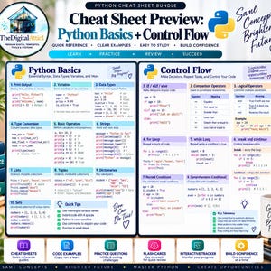 Python Cheat Sheet Bundle + Interactive Coding Practice Tracker imagem 16