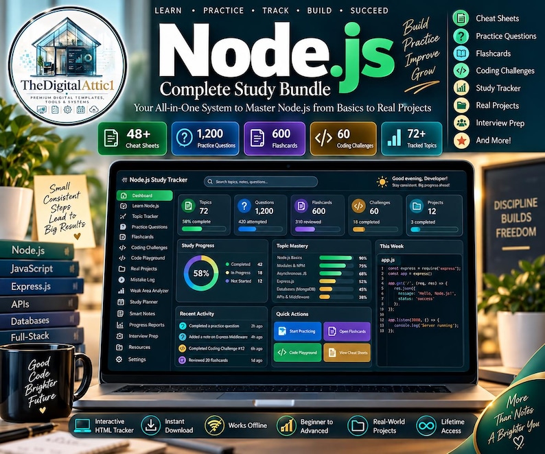 Node.js Cheat Sheets + Interactive Backend Practice Tracker image 1