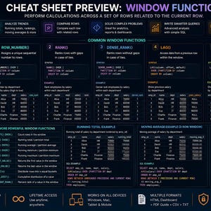 Pacchetto di fogli riassuntivi SQL + strumento di monitoraggio della pratica delle query / Guida allo studio SQL immagine 15