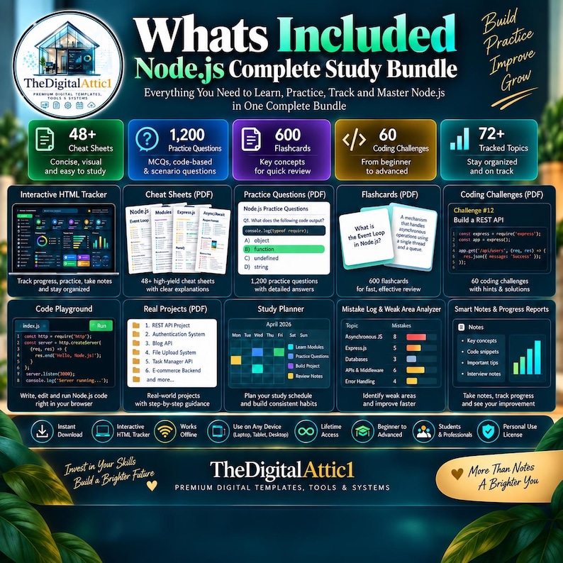 Node.js Cheat Sheets + Interactive Backend Practice Tracker image 2