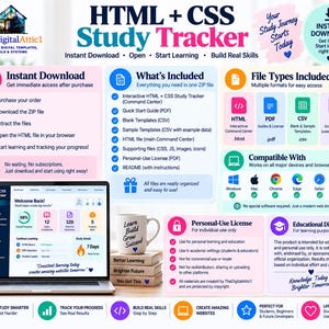 HTML + CSS Cheat Sheet Bundle + Interactive Web Design Practice Tracker image 20