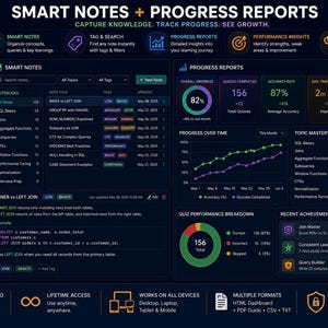 Pacchetto di fogli riassuntivi SQL + strumento di monitoraggio della pratica delle query / Guida allo studio SQL immagine 11