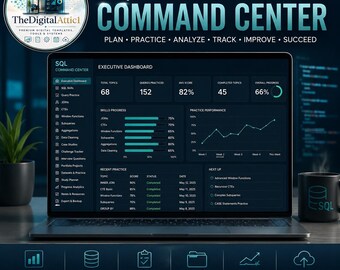 Commandocentrum voor SQL-data-analisten | SQL-studieplanner, query-oefeningen, portfolio-project- en interviewtracker | Interactief HTML-dashboard