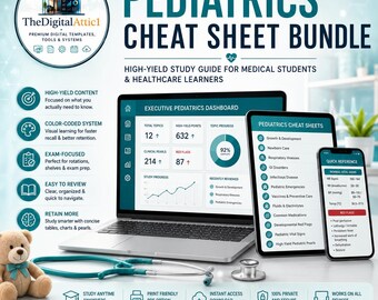 Pediatrics Cheat Sheet Bundle | Medical Student Study Guide | 12 High Yield Pediatric Topics | Clinical Notes & Exam Review