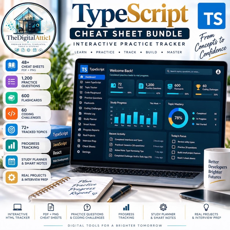 TypeScript Cheat Sheets + Interactive Practice Tracker image 1