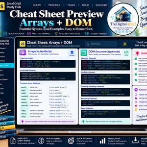 JavaScript Cheat Sheet Bundle + Interactive Coding Practice Tracker immagine 18