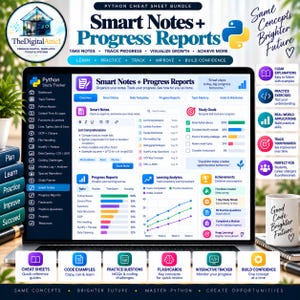 Python Cheat Sheet Bundle + Interactive Coding Practice Tracker imagem 15