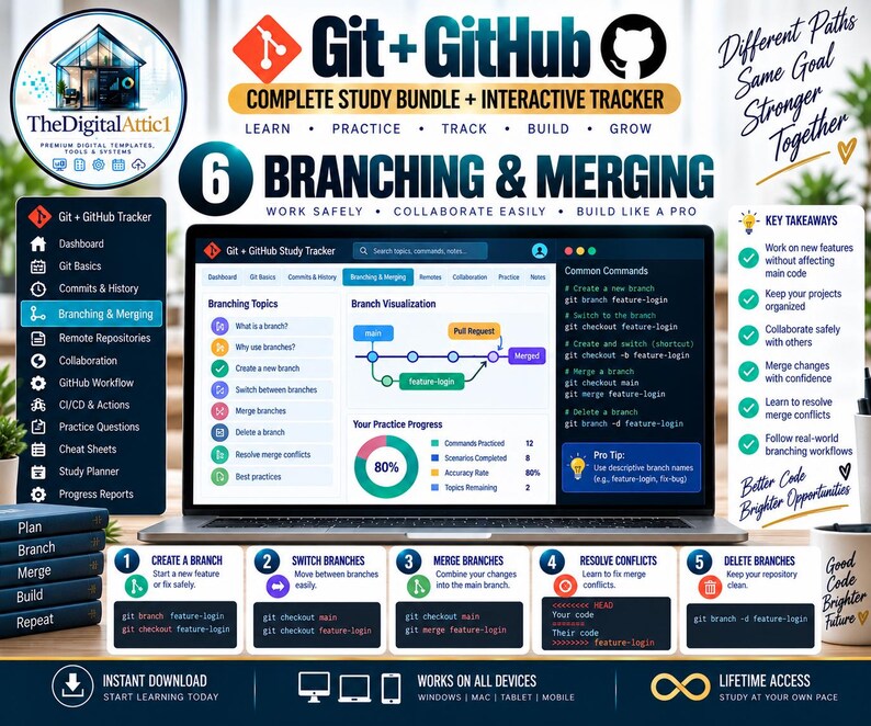 Git + GitHub Cheat Sheets + Interactive Version Control Tracker image 6