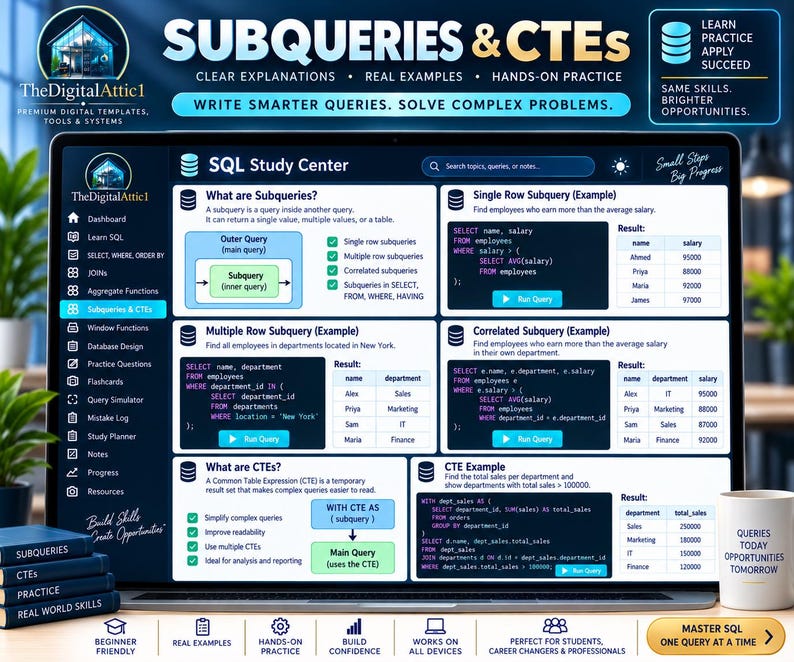 SQL Cheat Sheets + Interactive Database Practice Tracker image 7