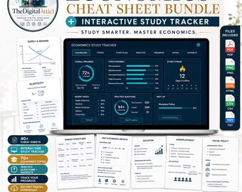 Economics Cheat Sheet Bundle + Interactive Study Tracker