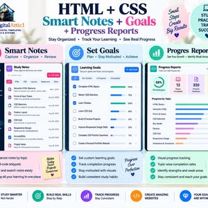 HTML + CSS Cheat Sheet Bundle + Interactive Web Design Practice Tracker image 16
