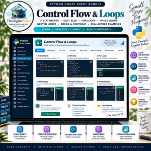 Python Cheat Sheet Bundle + Interactive Coding Practice Tracker imagem 5