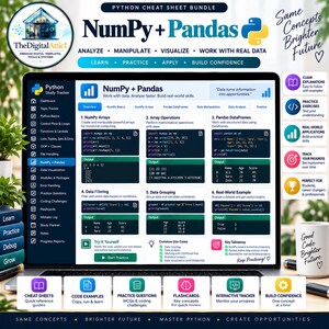 Python Cheat Sheet Bundle + Interactive Coding Practice Tracker imagem 10