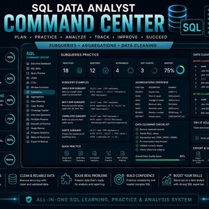 SQLデータアナリストコマンドセンター | SQL学習プランナー、クエリ練習、ポートフォリオプロジェクト＆面接トラッカー | インタラクティブHTMLダッシュボード 画像 6