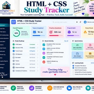 HTML + CSS Cheat Sheet Bundle + Interactive Web Design Practice Tracker image 3