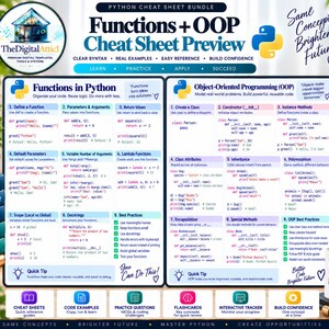 Python Cheat Sheet Bundle + Interactive Coding Practice Tracker imagem 17