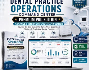 Dental Practice Operations Command Center, Premium Pro Dental Office Management Dashboard, Interactive Practice Manager