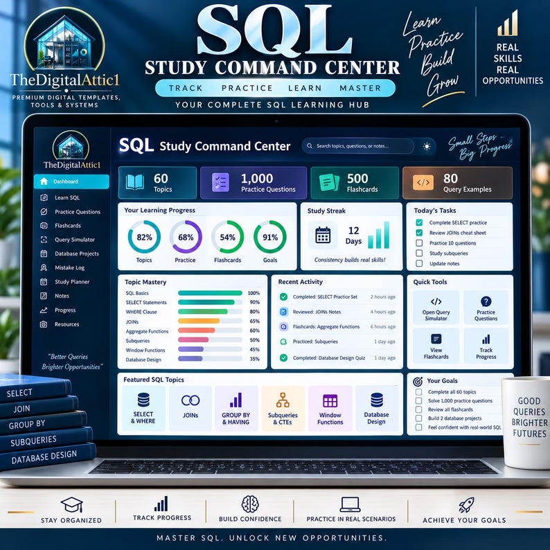 SQL Cheat Sheets + Interactive Database Practice Tracker image 3