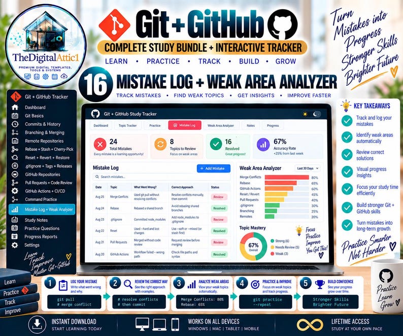 Git + GitHub Cheat Sheets + Interactive Version Control Tracker image 16