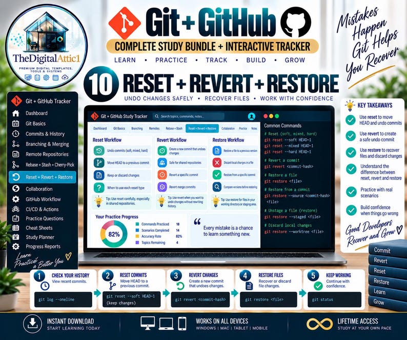 Git + GitHub Cheat Sheets + Interactive Version Control Tracker image 10