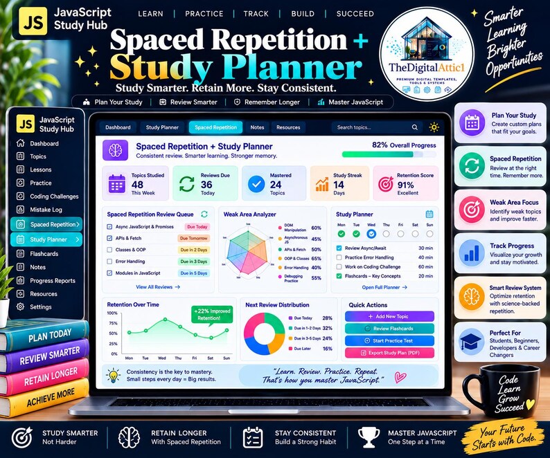 JavaScript Cheat Sheet Bundle + Interactive Coding Practice Tracker immagine 15
