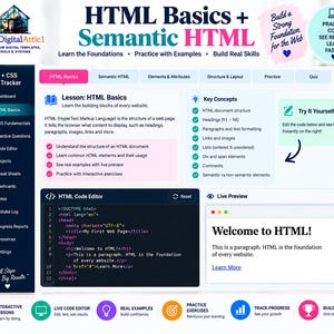 HTML + CSS Cheat Sheet Bundle + Interactive Web Design Practice Tracker image 4