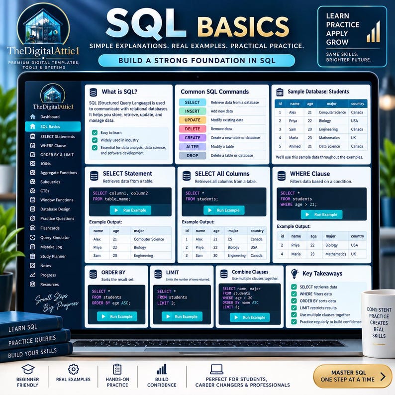 SQL Cheat Sheets + Interactive Database Practice Tracker image 4