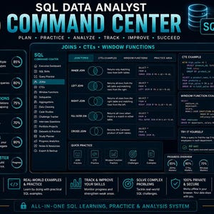 SQLデータアナリストコマンドセンター | SQL学習プランナー、クエリ練習、ポートフォリオプロジェクト＆面接トラッカー | インタラクティブHTMLダッシュボード 画像 5