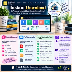 JavaScript Cheat Sheet Bundle + Interactive Coding Practice Tracker immagine 20