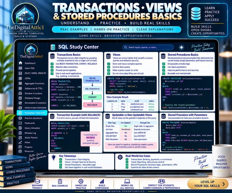 SQL Cheat Sheets + Interactive Database Practice Tracker image 12