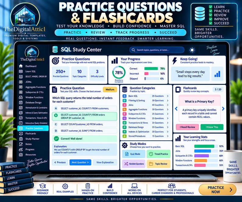 SQL Cheat Sheets + Interactive Database Practice Tracker image 14