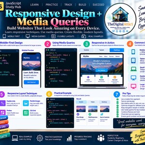 HTML + CSS Cheat Sheet Bundle + Interactive Web Design Practice Tracker image 9