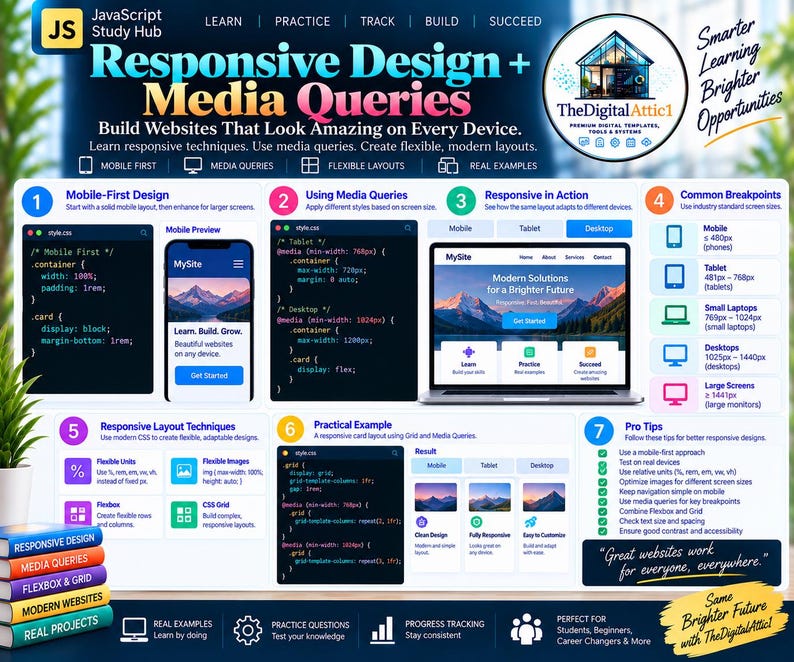 HTML + CSS Cheat Sheet Bundle + Interactive Web Design Practice Tracker image 9