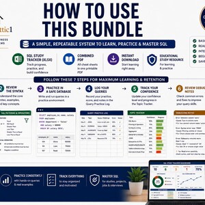 SQL Cheat Sheet Bundle | SQL Study Guide | Database Queries JOINs CTEs | Data Analyst Computer Science Student Notes image 7