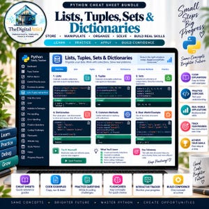 Python Cheat Sheet Bundle + Interactive Coding Practice Tracker imagem 7