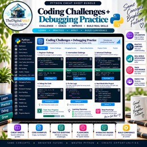 Python Cheat Sheet Bundle + Interactive Coding Practice Tracker imagem 12