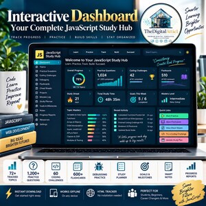 JavaScript Cheat Sheet Bundle + Interactive Coding Practice Tracker immagine 3