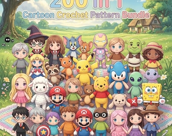 Paquete de más de 200 patrones de amigurumi a crochet en PDF, patrones de adorables peluches, personajes kawaii, descarga digital, crochet para principiantes e intermedios.