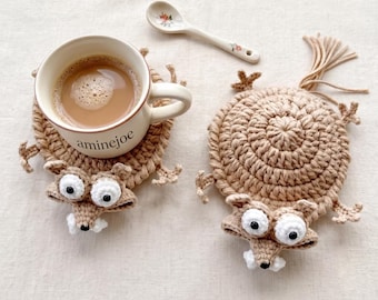 Bouncy Squirrel Coaster Crochet Pattern, Funny Animal Mug Rug (PDF Download)