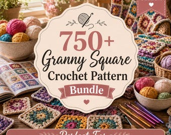Paquete de más de 750 patrones de ganchillo para cuadrados de abuela, motivos aptos para principiantes (descarga en PDF)