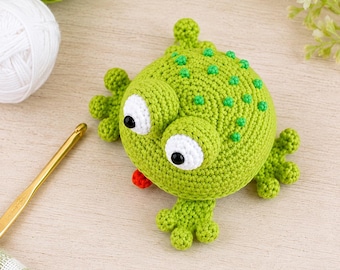 Patrón de ganchillo de ranita en PDF, tutorial de amigurumi de rana, patrón de animalito de ganchillo adorable, patrón de mini rana de peluche, descarga digital en inglés