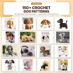 150+ Crochet Dog Patterns Bundle PDF, Amigurumi Puppy Crochet Patterns, Stuffed Dog Plush, Instant Download image 8
