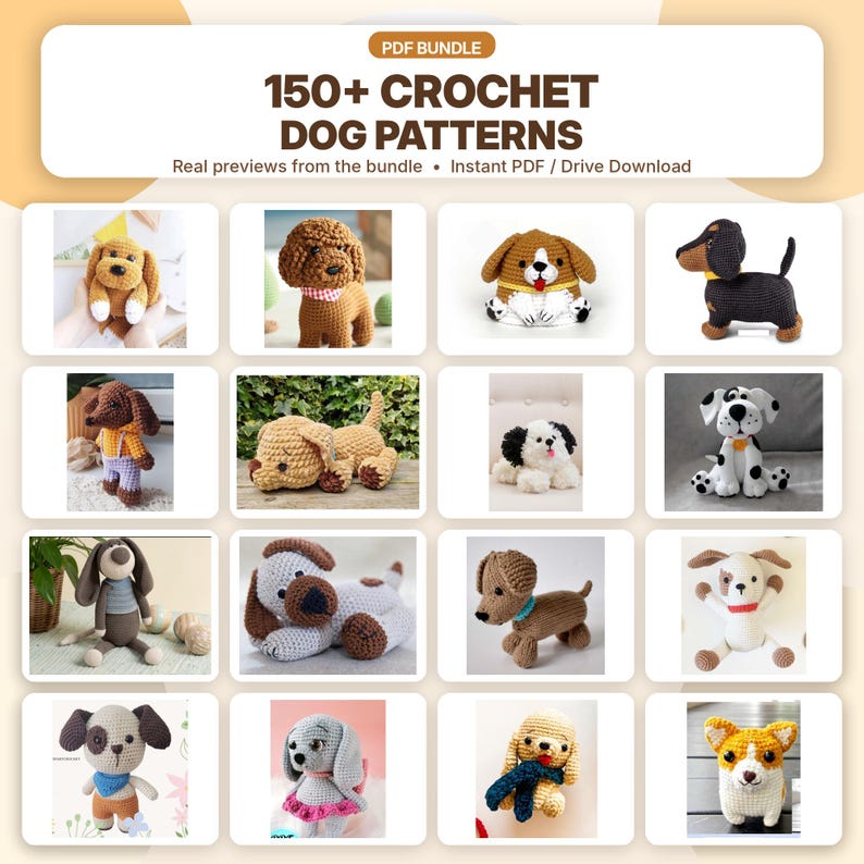 150+ Crochet Dog Patterns Bundle PDF, Amigurumi Puppy Crochet Patterns, Stuffed Dog Plush, Instant Download image 8