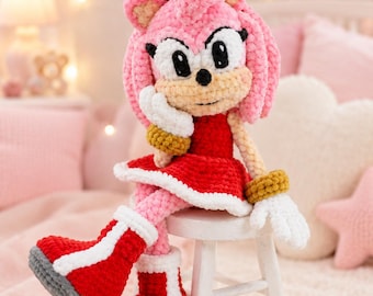 Patrón de ganchillo de erizo rosa para niña en PDF, tutorial de muñeco de peluche amigurumi, descarga digital, patrón de juguete de ganchillo adorable